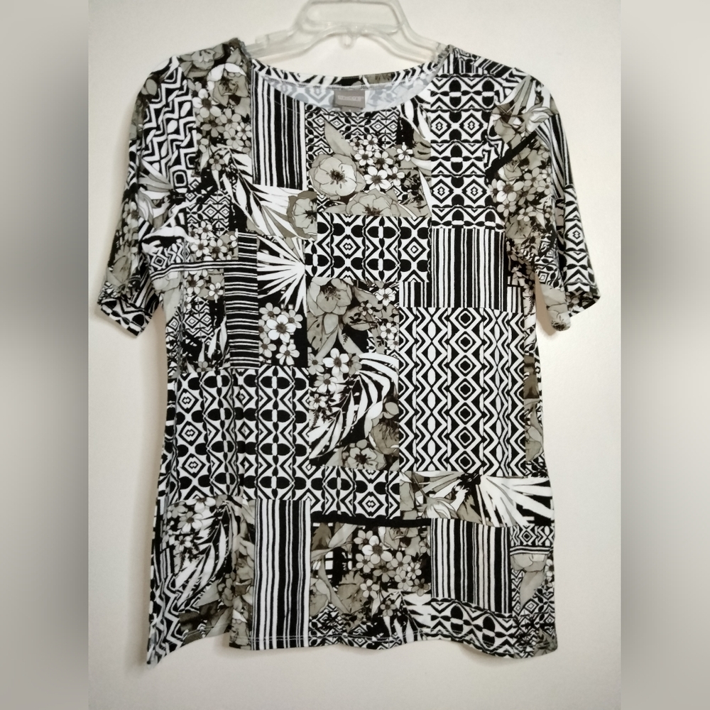 Chico's (Size 1/M/8) Multicolor Patchwork Stretch… - image 9